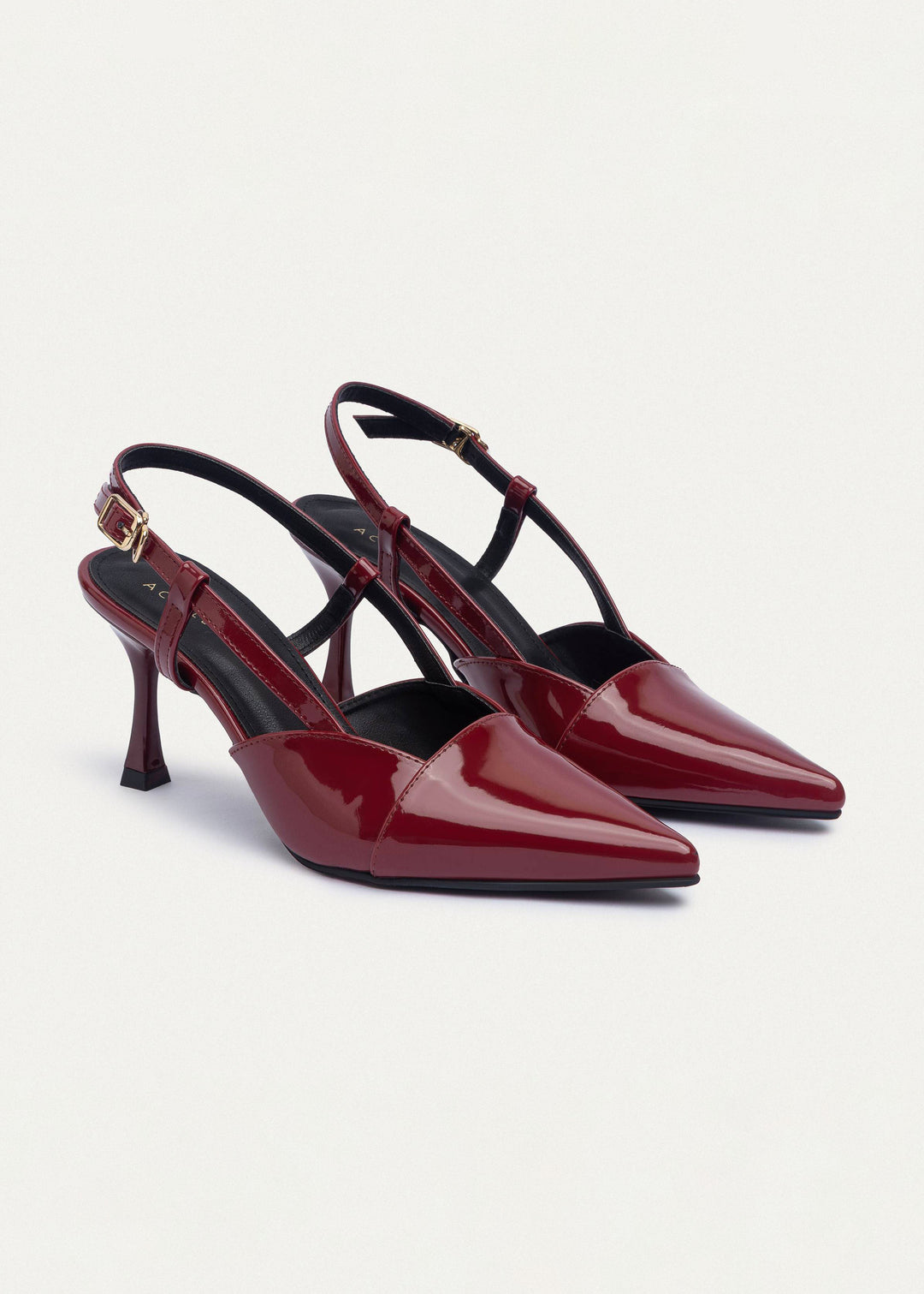 Achilles | Luma Heels – Patent Slingback Pointed-Toe Stiletto-Crimson Red