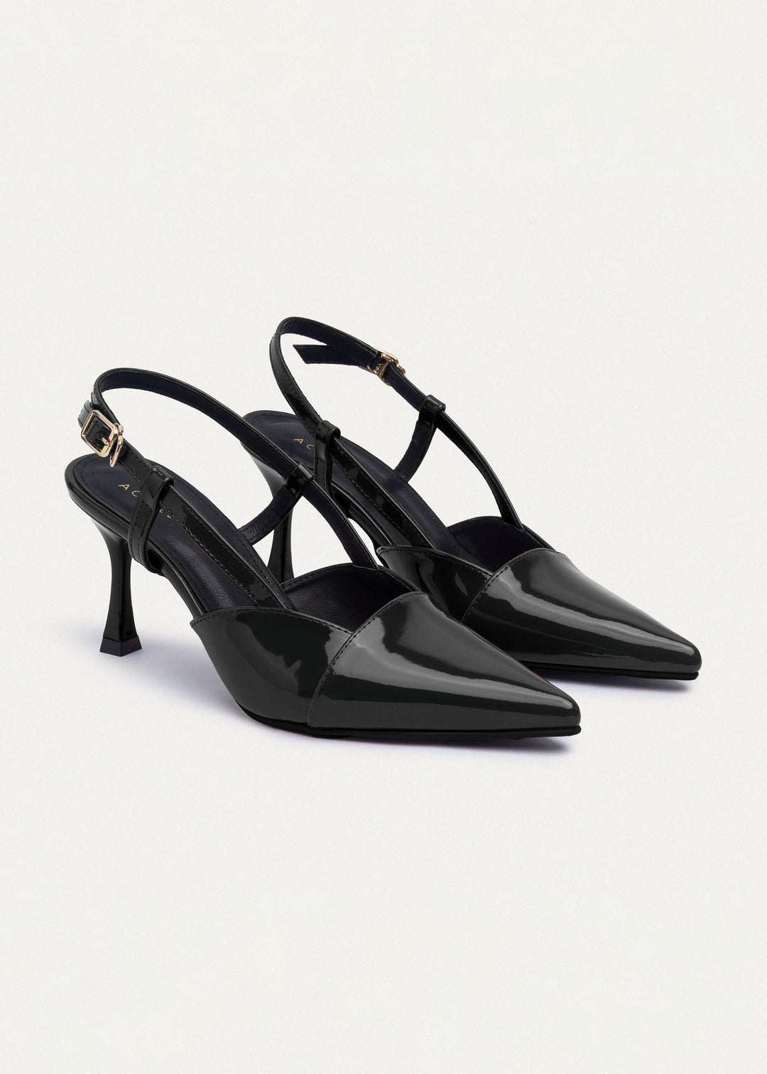 Luma Heels Patent Slingback Pointed-Toe Stiletto | Black