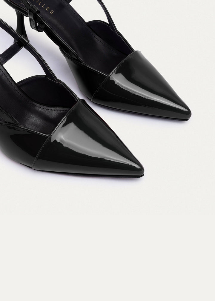 Luma Heels Patent Slingback Pointed-Toe Stiletto | Black