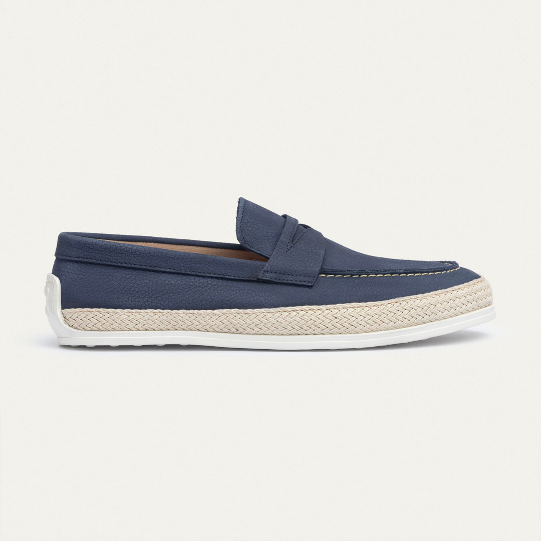 Achilles | Lino Loafers – Classic Slip-On with Braided Sole -Navy Blue