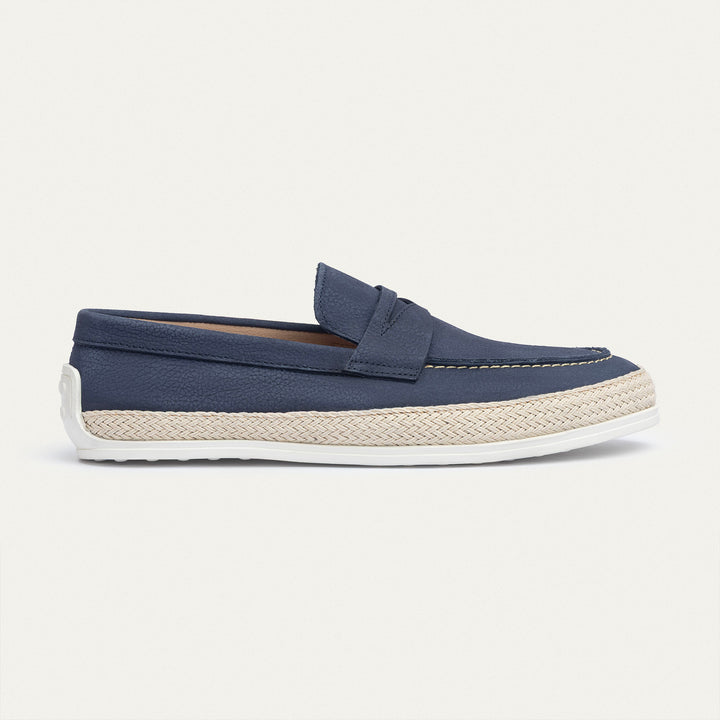 Achilles | Lino Loafers – Classic Slip-On with Braided Sole -Navy Blue