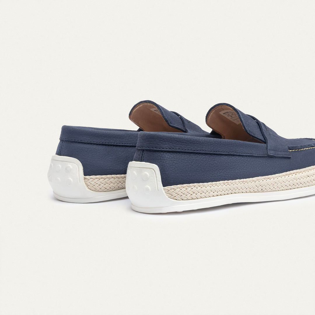 Achilles | Lino Loafers – Classic Slip-On with Braided Sole -Navy Blue