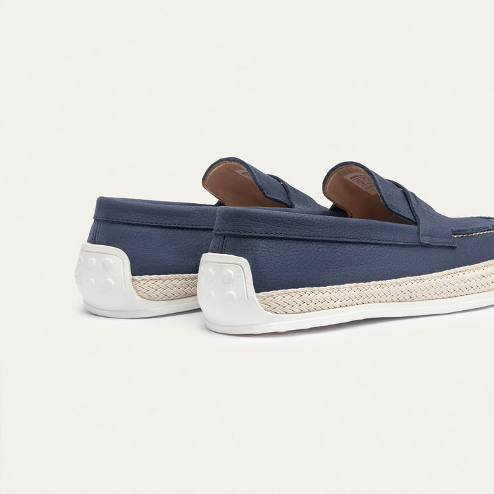 Achilles | Lino Loafers – Classic Slip-On with Braided Sole -Navy Blue