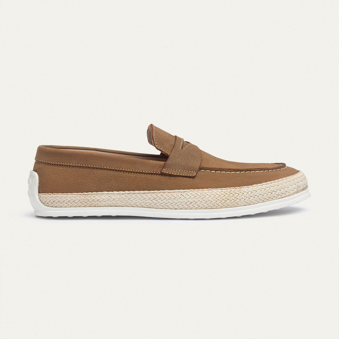 Achilles | Lino Loafers – Classic Slip-On with Braided Sole - Sandy Brown