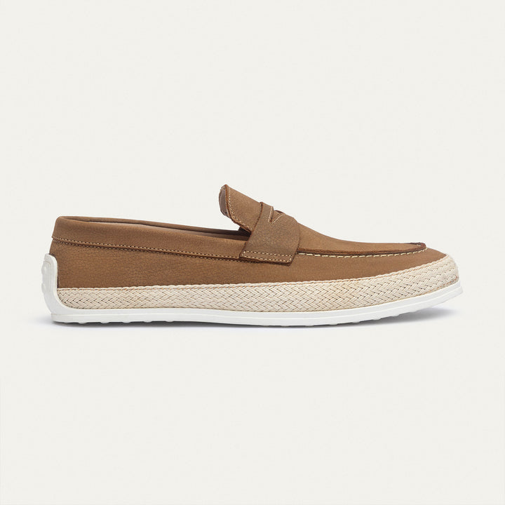 Achilles | Lino Loafers – Classic Slip-On with Braided Sole - Sandy Brown