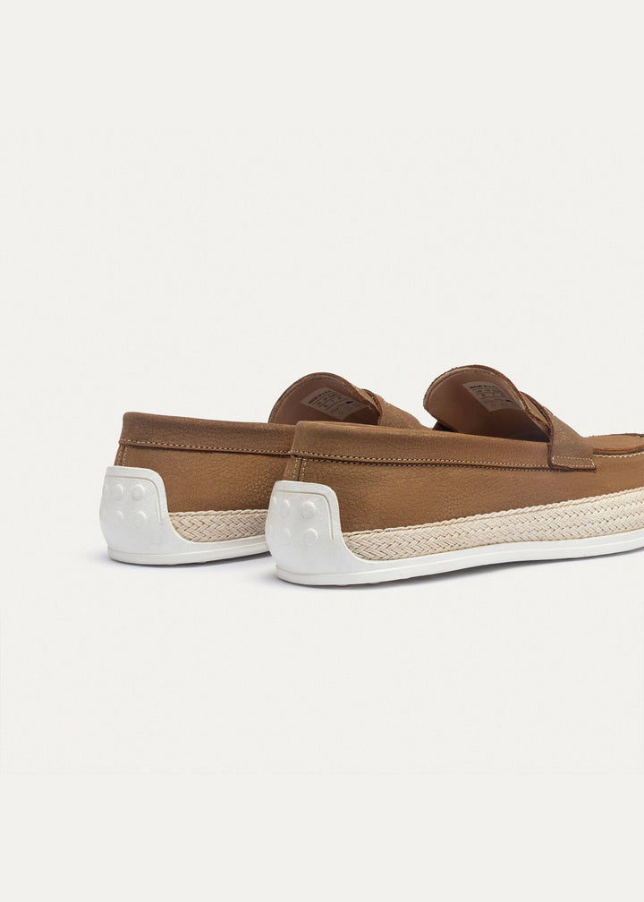 Lino Loafers “ Classic Slip-On with Braided Sole | Sandy Brown