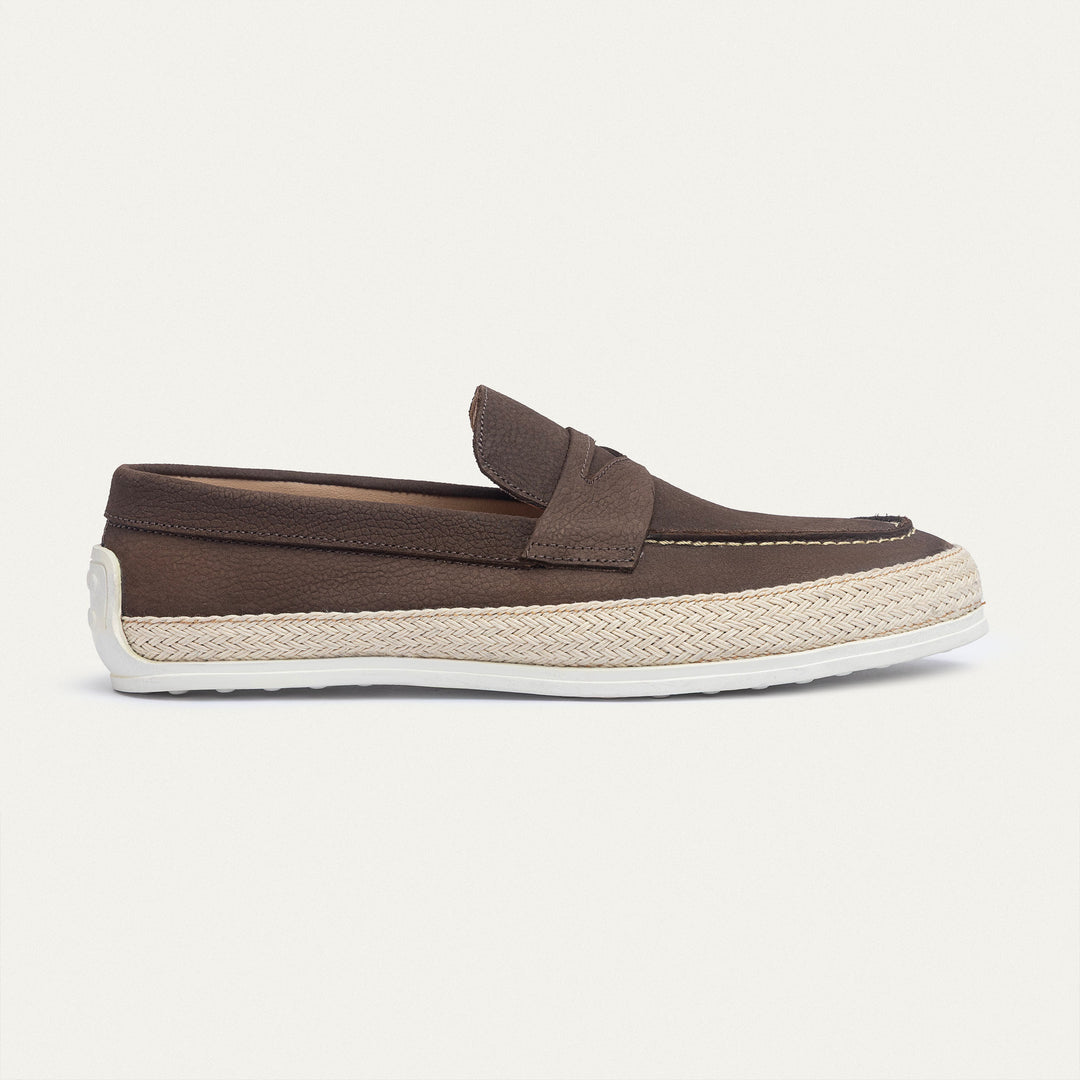 Achilles | Lino Loafers – Classic Slip-On with Braided Sole -Brown