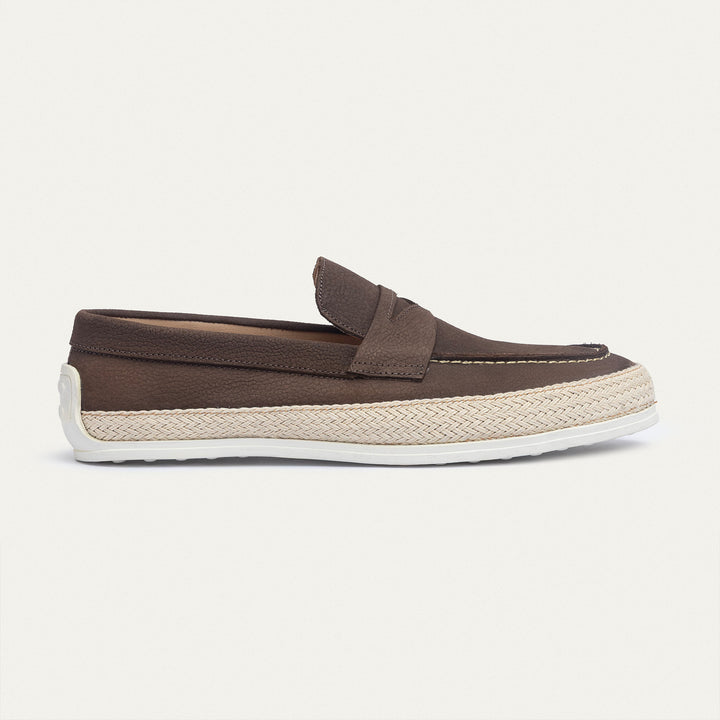 Achilles | Lino Loafers – Classic Slip-On with Braided Sole -Brown