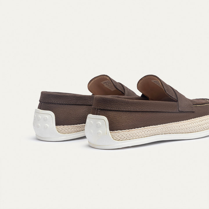 Achilles | Lino Loafers – Classic Slip-On with Braided Sole -Brown