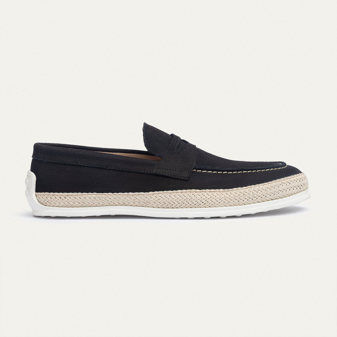 Achilles | Lino Loafers – Classic Slip-On with Braided Sole -Black