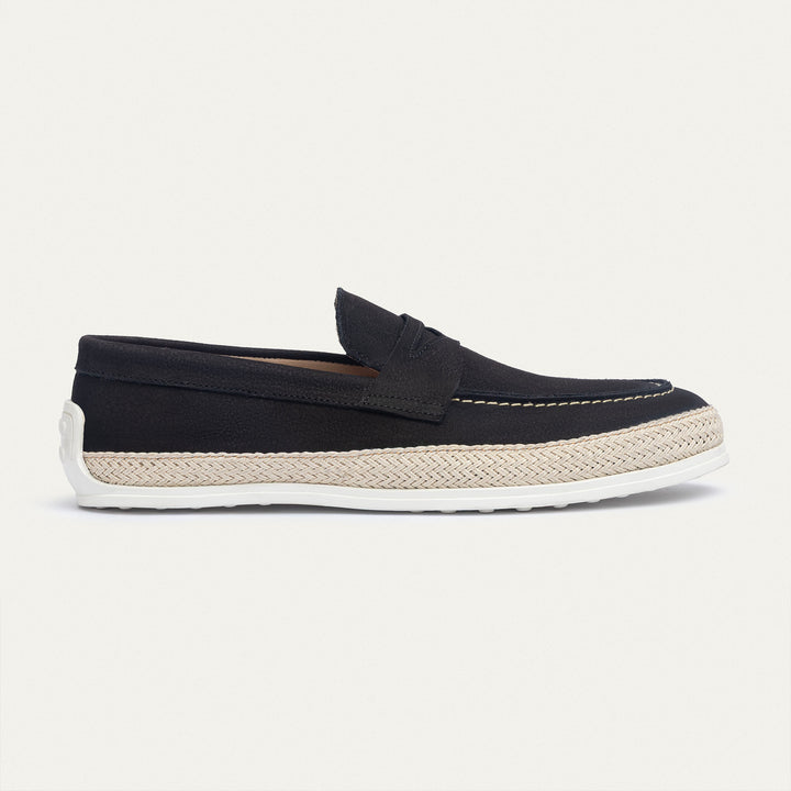 Achilles | Lino Loafers – Classic Slip-On with Braided Sole -Black