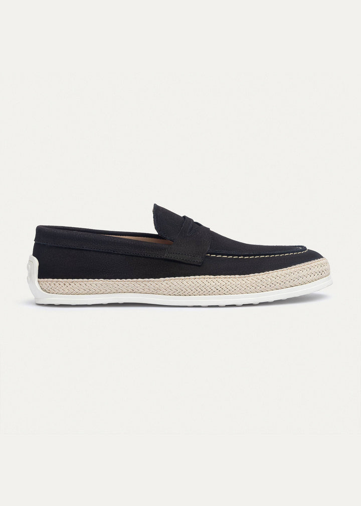 Lino Loafers “ Classic Slip-On with Braided Sole | Black