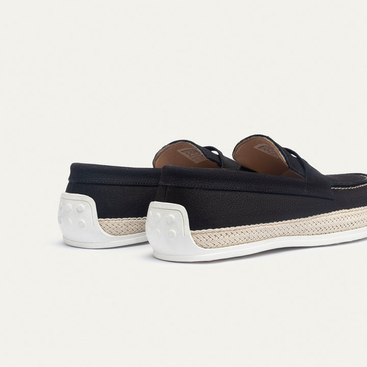 Achilles | Lino Loafers – Classic Slip-On with Braided Sole -Black