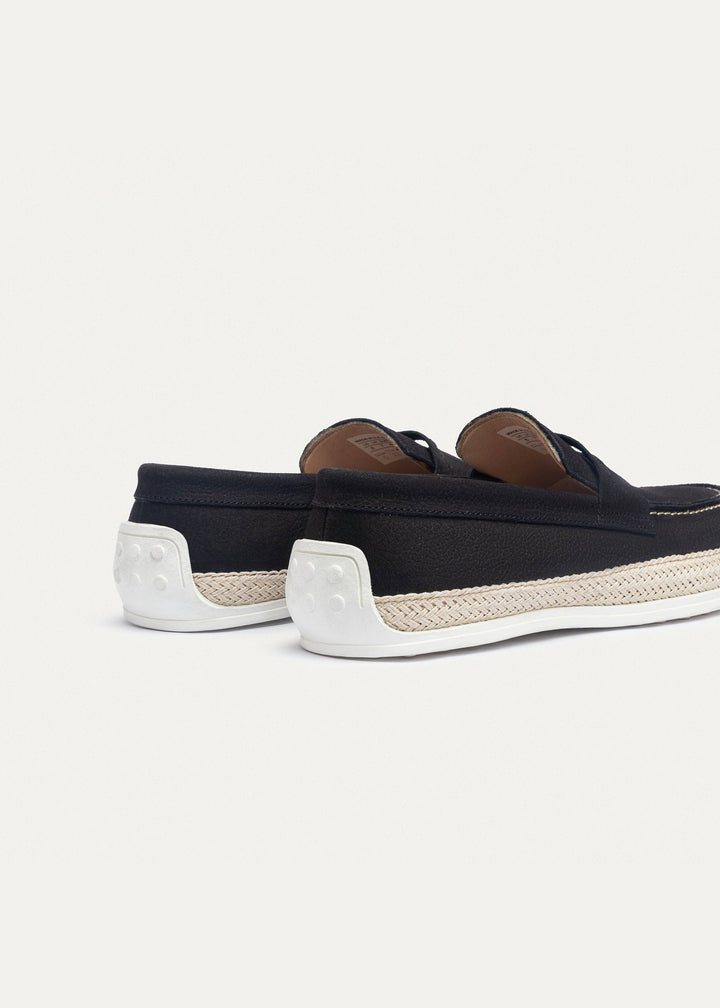 Lino Loafers “ Classic Slip-On with Braided Sole | Black