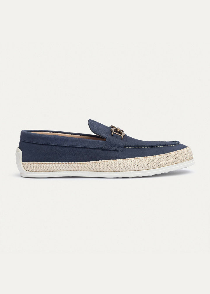 Vigo Loafers “ Textured Leather Slip-On with Chain Accent | Navy Blue