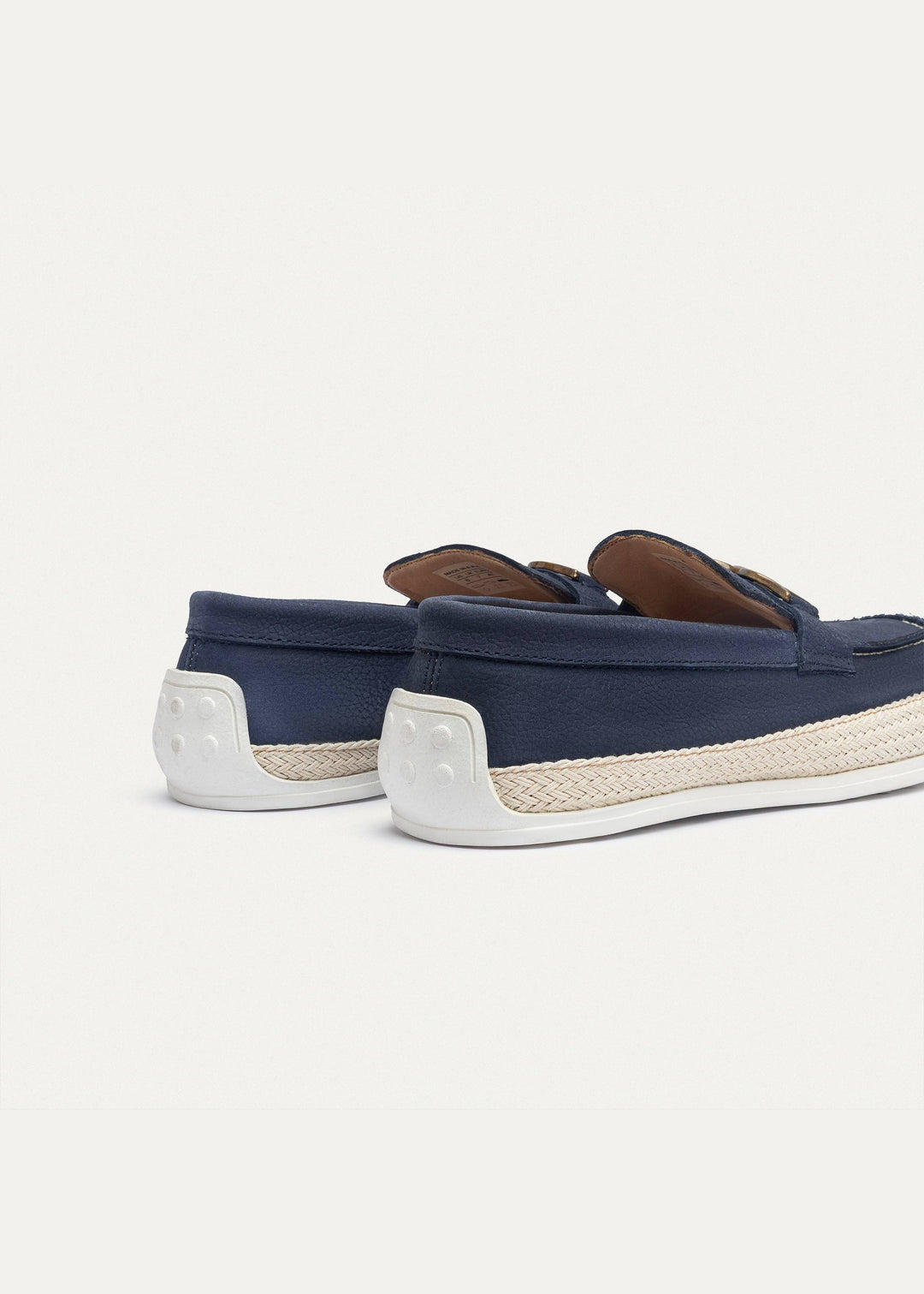 Achilles | Vigo Loafers â€“ Textured Leather Slip-On with Chain Accent -NavyBlue
