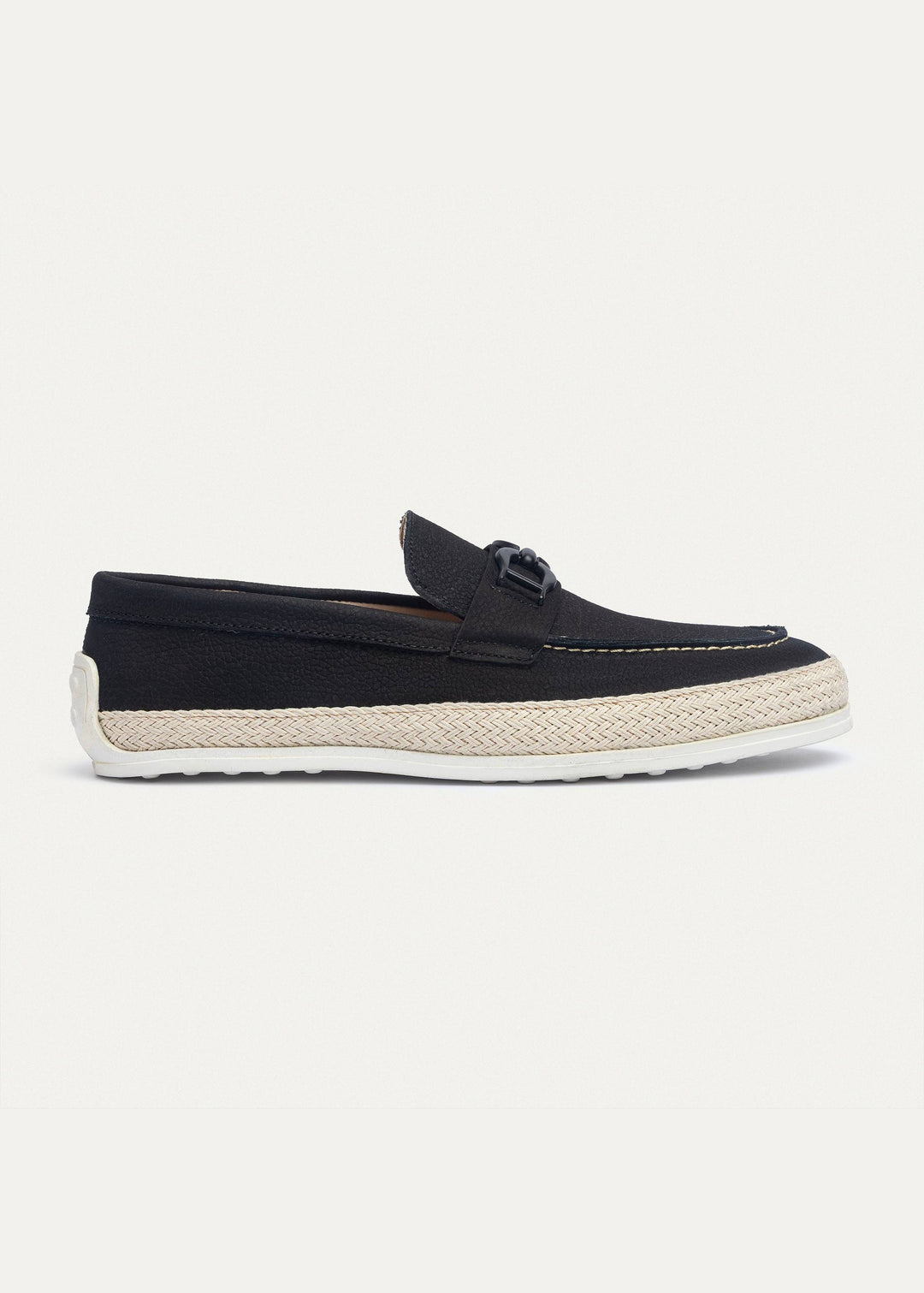 Achilles | Vigo Loafers â€“ Textured Leather Slip-On with Chain Accent -Black