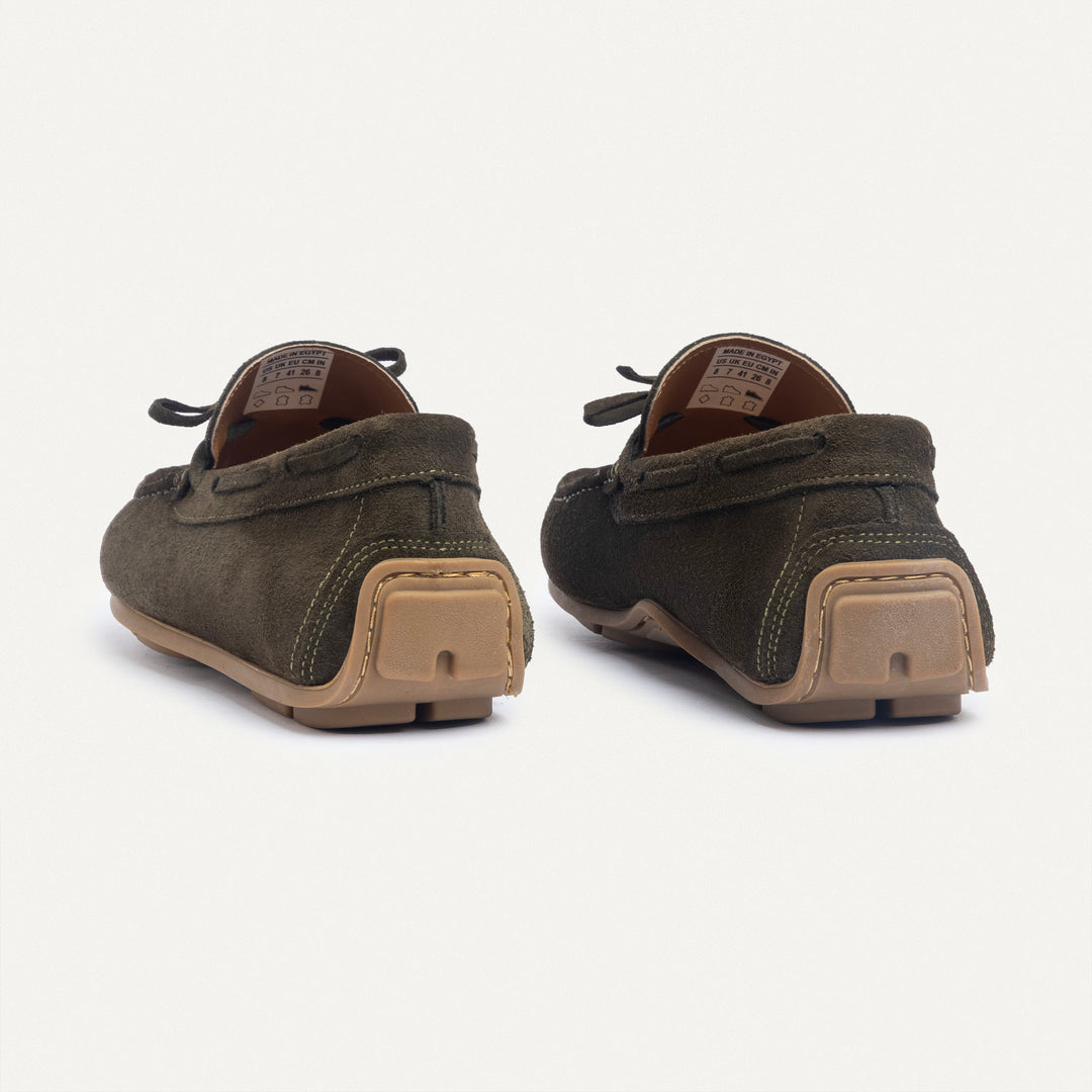 Achilles | Harbor Classic Men’s Leather Boat Shoes  - Suede Olive