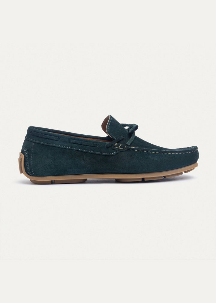 Achilles | Harbor Classic Men’s Leather Boat Shoes  - Suede Dark Green