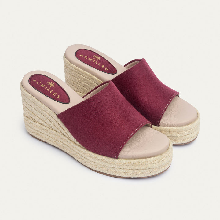 Achilles | Soléa Women’s Wedge Sandals - Burgundy