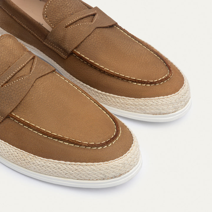 Achilles | Lino Loafers – Classic Slip-On with Braided Sole - Sandy Brown