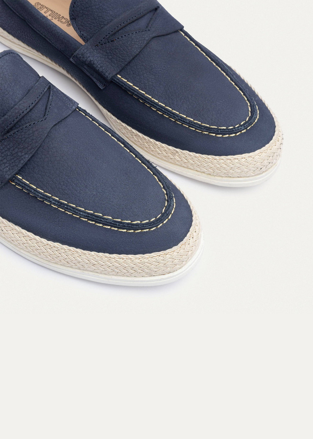 Achilles | Lino Loafers â€“ Classic Slip-On with Braided Sole -Navy Blue