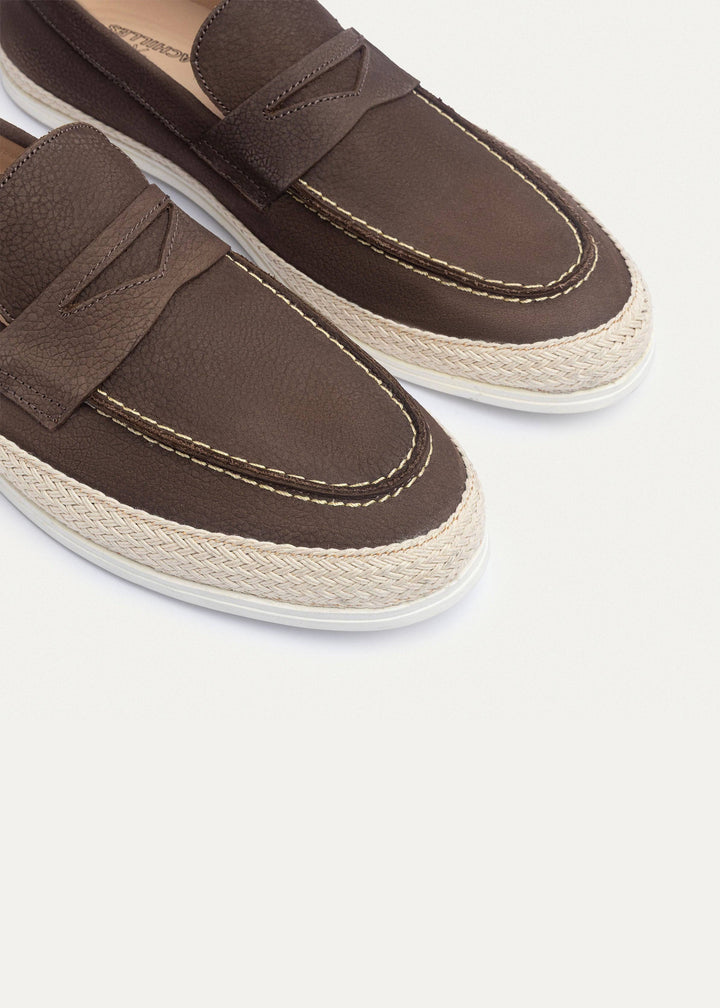 Lino Loafers “ Classic Slip-On with Braided Sole | Brown