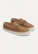Vigo Loafers “ Textured Leather Slip-On with Chain Accent | Sandy Brown