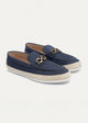 Vigo Loafers “ Textured Leather Slip-On with Chain Accent | Navy Blue