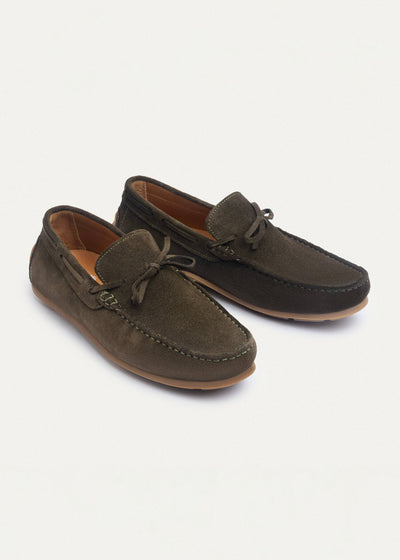 Harbor Classic Men’s Leather Boat Shoes | Suede Olive