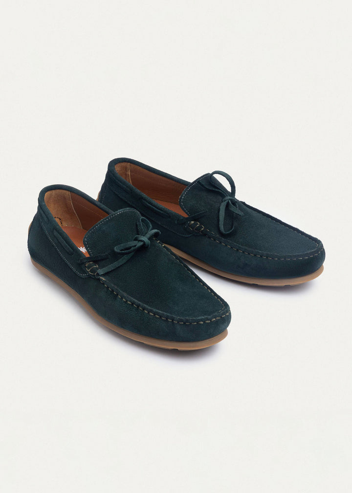 Harbor Classic Men’s Leather Boat Shoes | Suede Dark Green