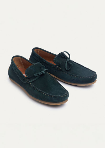 Harbor Classic Men’s Leather Boat Shoes | Suede Dark Green