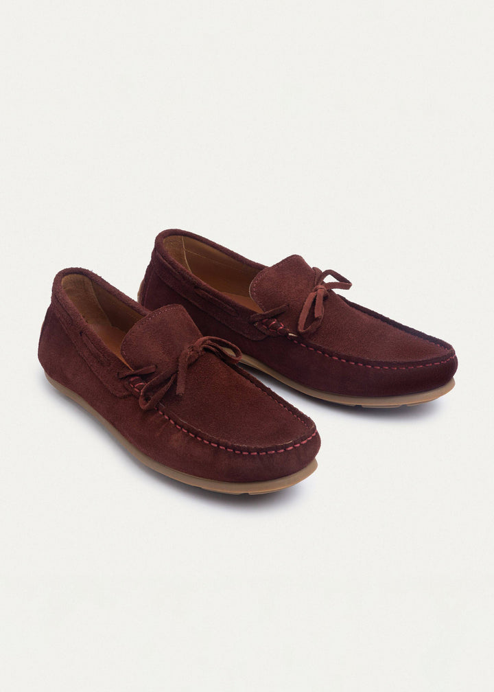 Achilles | Harbor Classic Men’s Leather Boat Shoes  - Suede Oxblood