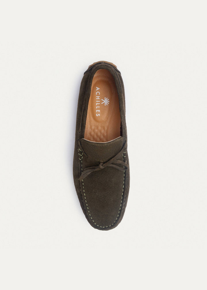Achilles | Harbor Classic Men’s Leather Boat Shoes  - Suede Olive