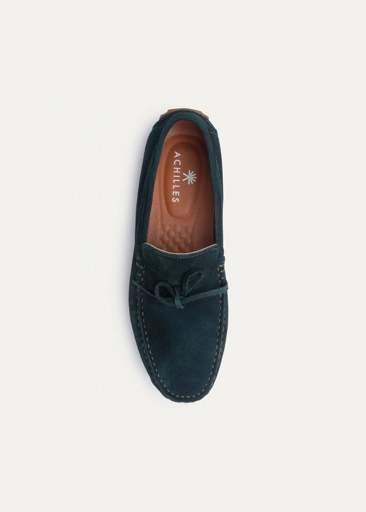 Achilles | Harbor Classic Men’s Leather Boat Shoes  - Suede Dark Green