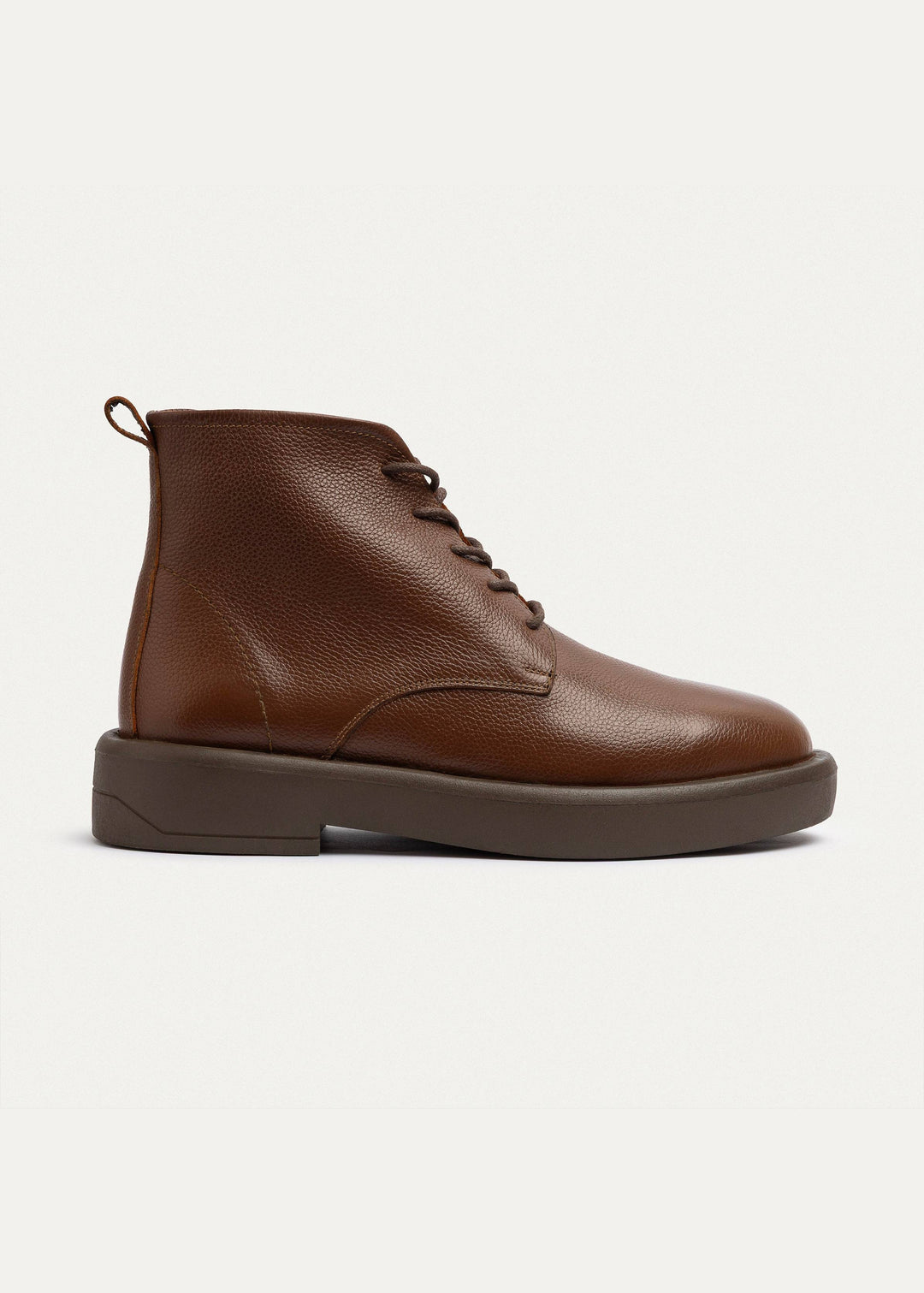 Achilles | Heritage Brogue Textured Leather Boots |  Light Brown