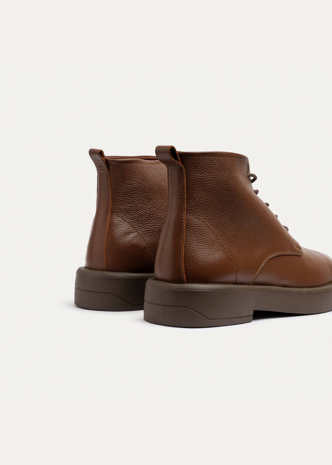 Achilles | Heritage Brogue Textured Leather Boots |  Light Brown