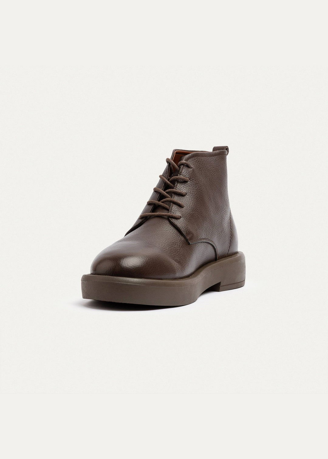 Achilles | Heritage Brogue Textured Leather Boots | Brown