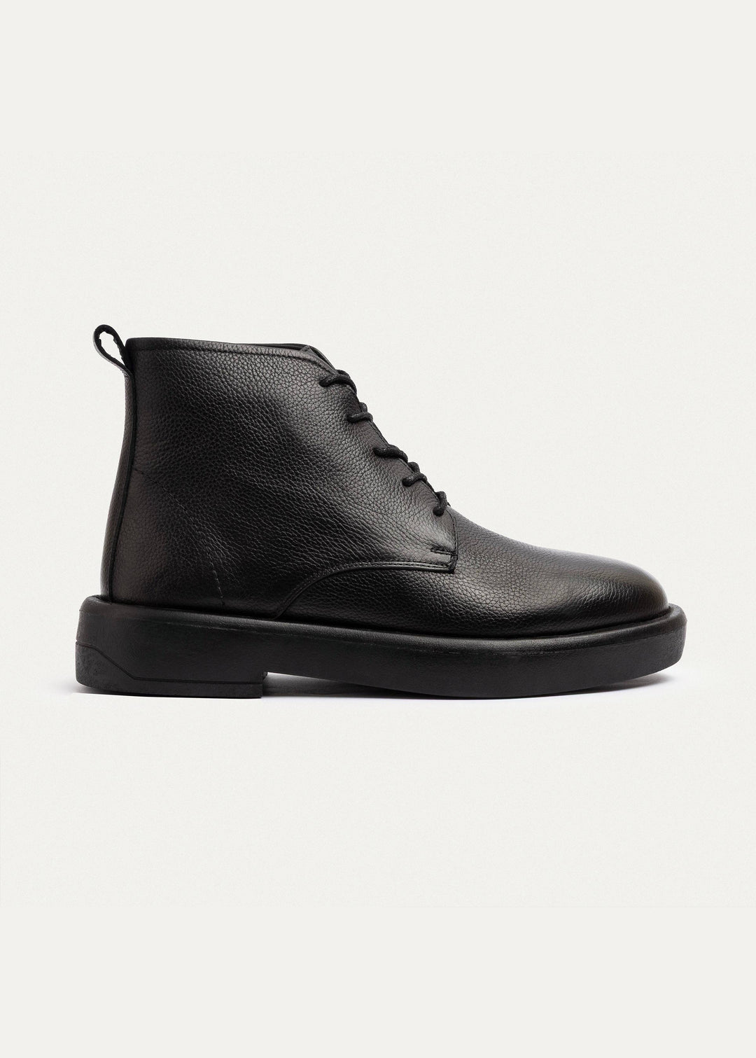 Achilles | Heritage Brogue Textured Leather Boots | Black