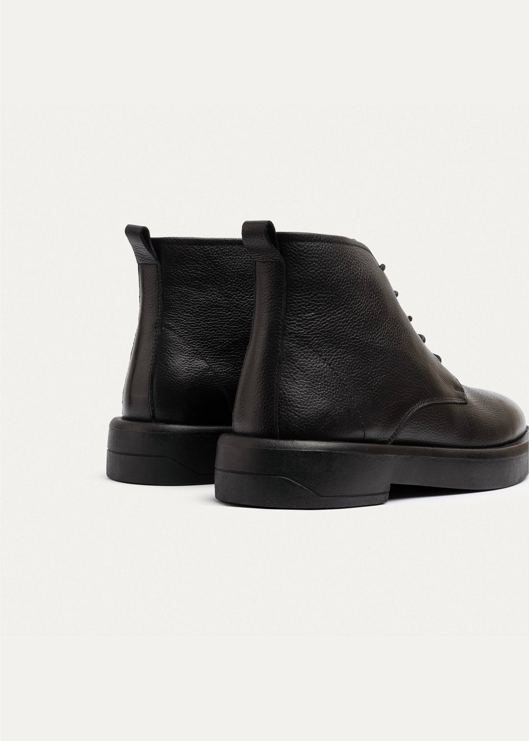 Achilles | Heritage Brogue Textured Leather Boots | Black