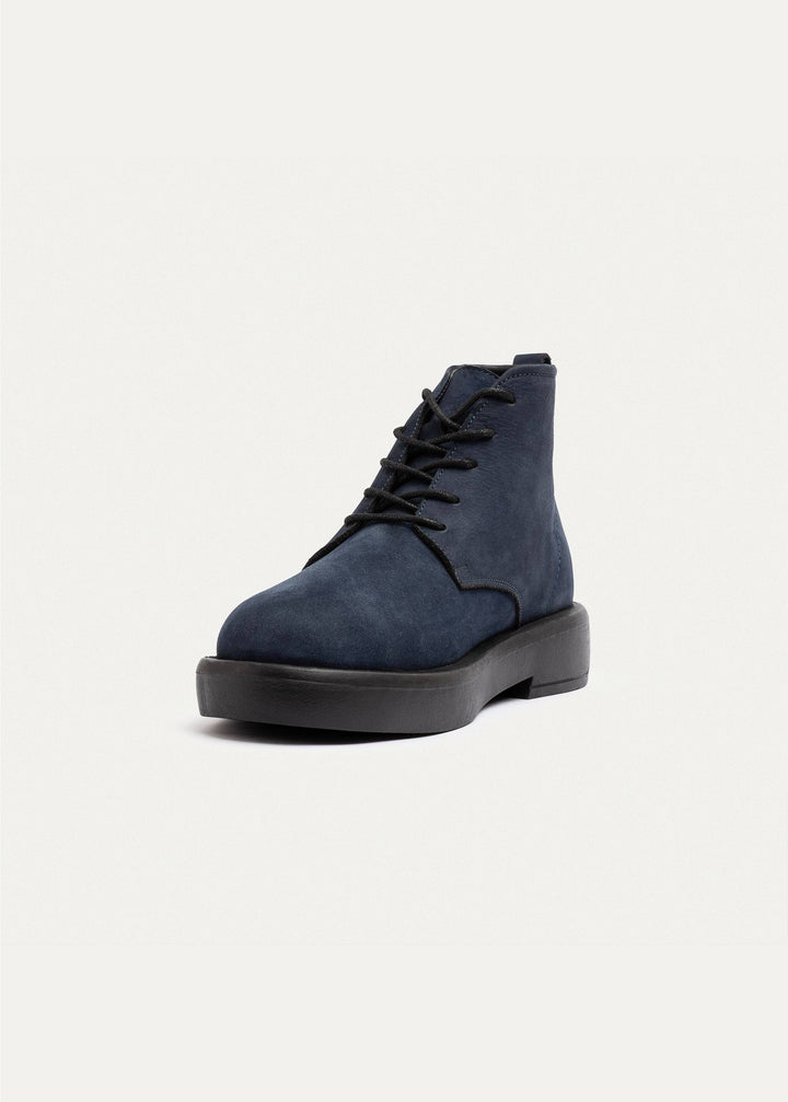 Heritage Brogue Leather Boots | Navy Blue