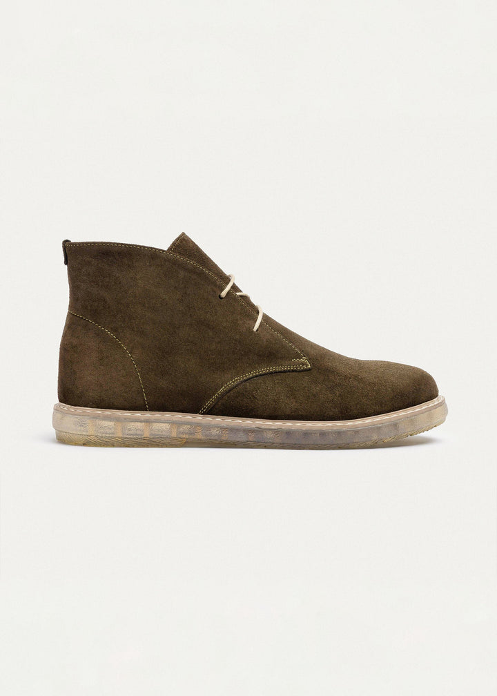 Achilles Split Suede Desert Boots Plain Toe For Men - Olive