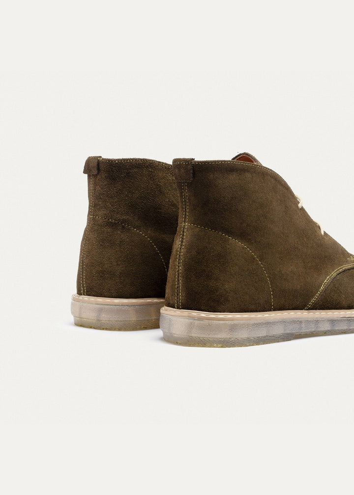 Split Suede Desert Boots Plain Toe For Men | Olive