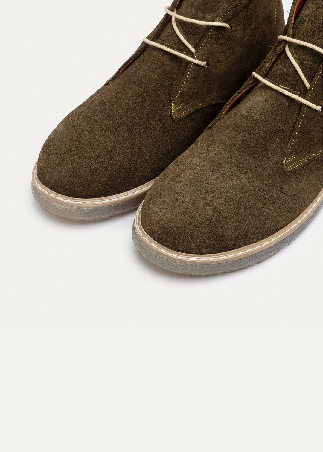 Achilles Split Suede Desert Boots Plain Toe For Men - Olive