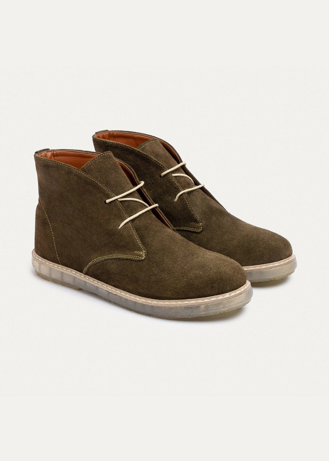 Achilles Split Suede Desert Boots Plain Toe For Men - Olive
