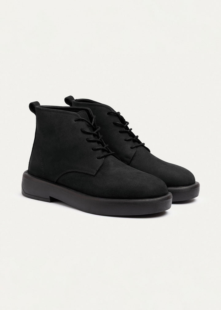 Achilles | Heritage Brogue Nubuck Leather Boots | Black