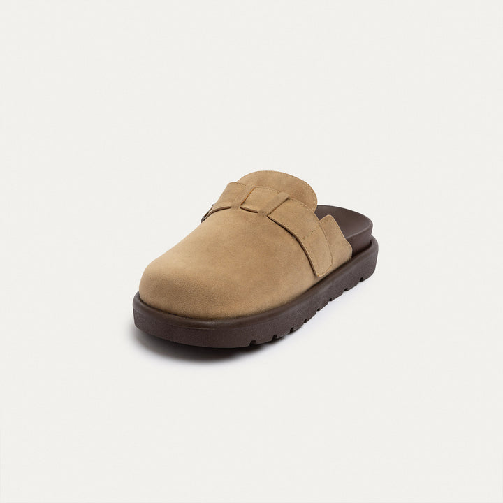 Achilles | Classic Buckle Clogs | Beige