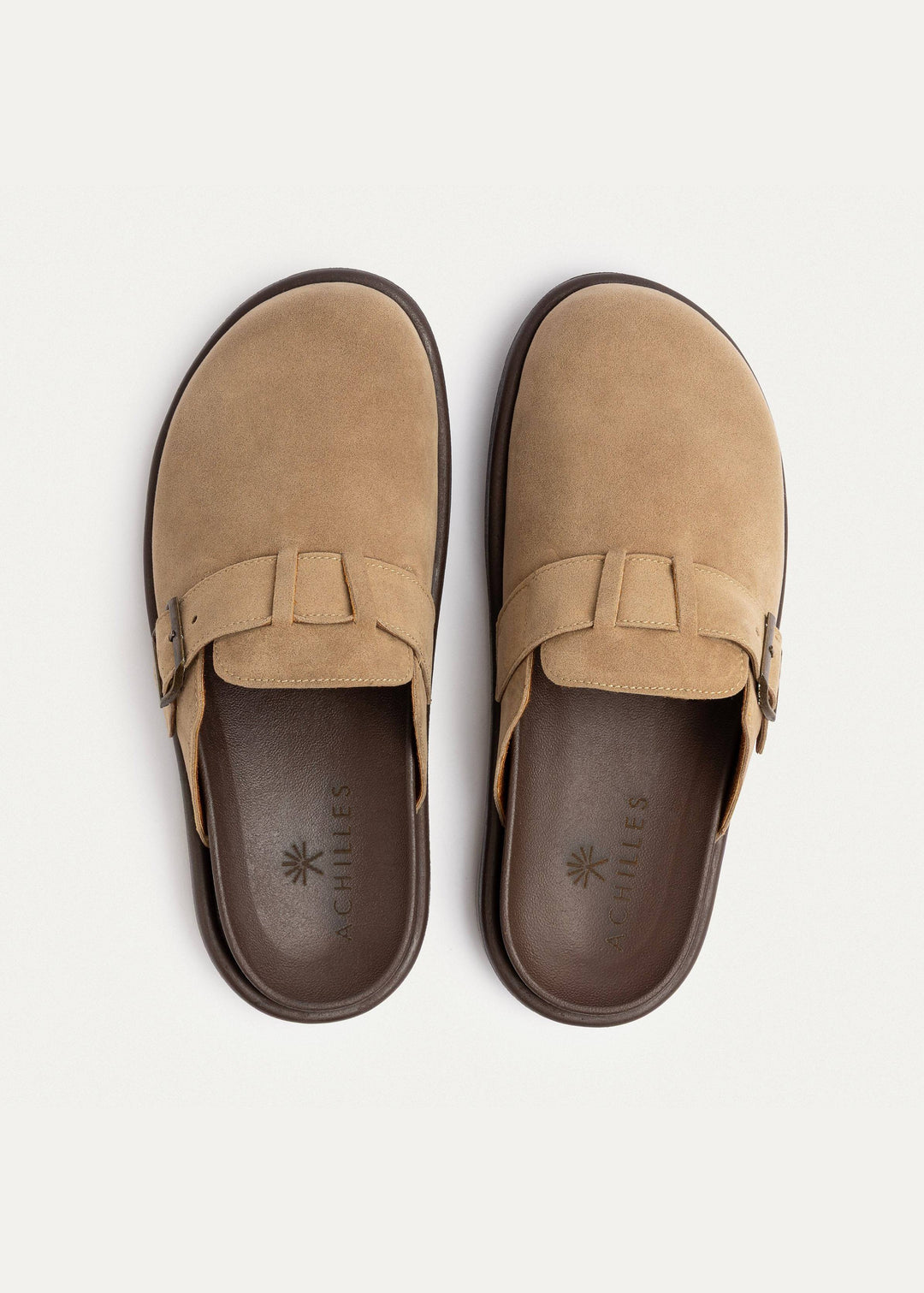 Achilles | Classic Buckle Clogs | Beige