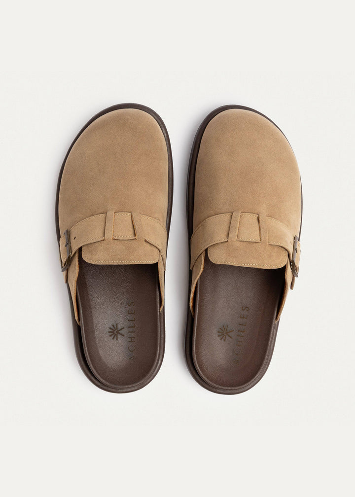 Achilles | Classic Buckle Clogs | Beige
