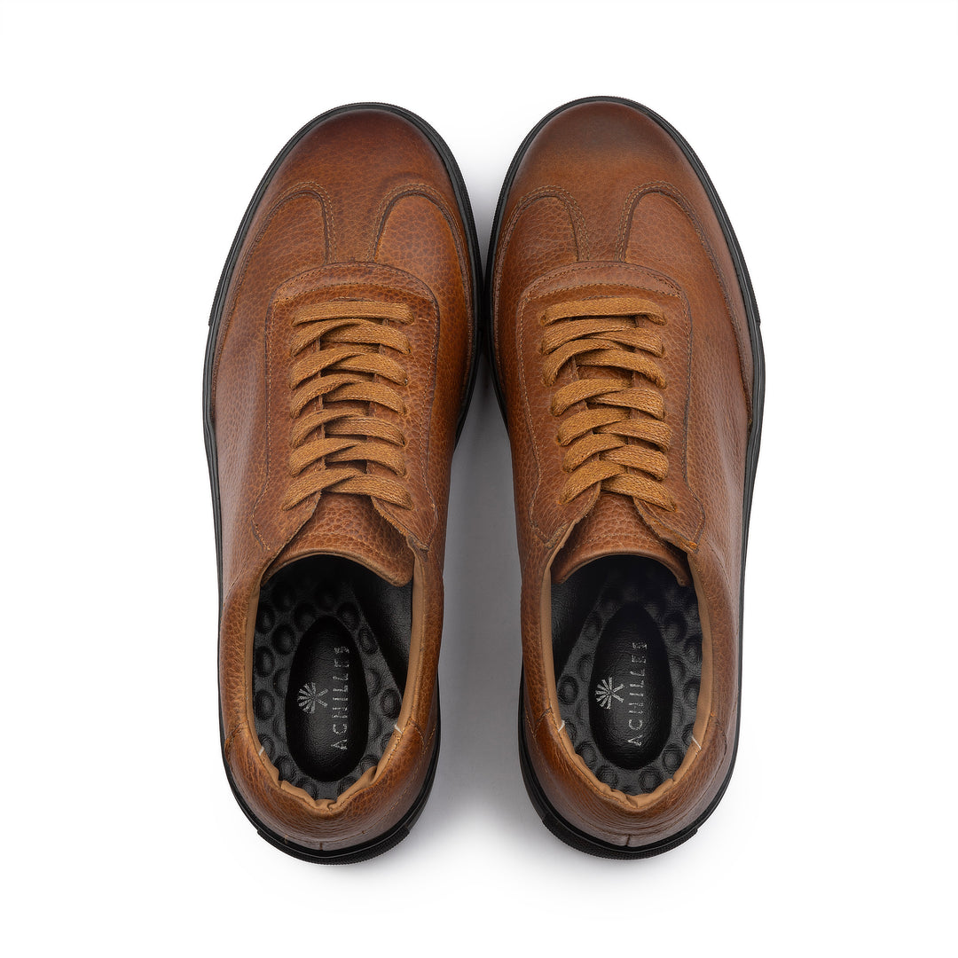 Achilles Zig | Plain Laces Genuine leather Sneakers - Light Brown